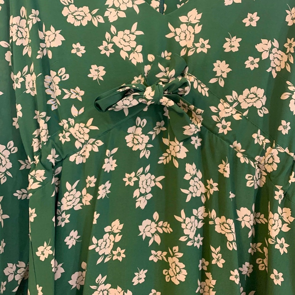 Anthropologie Green Floral Midi Dress